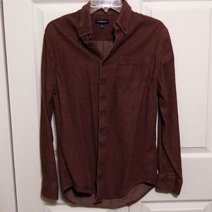 Red brown button down shirt
